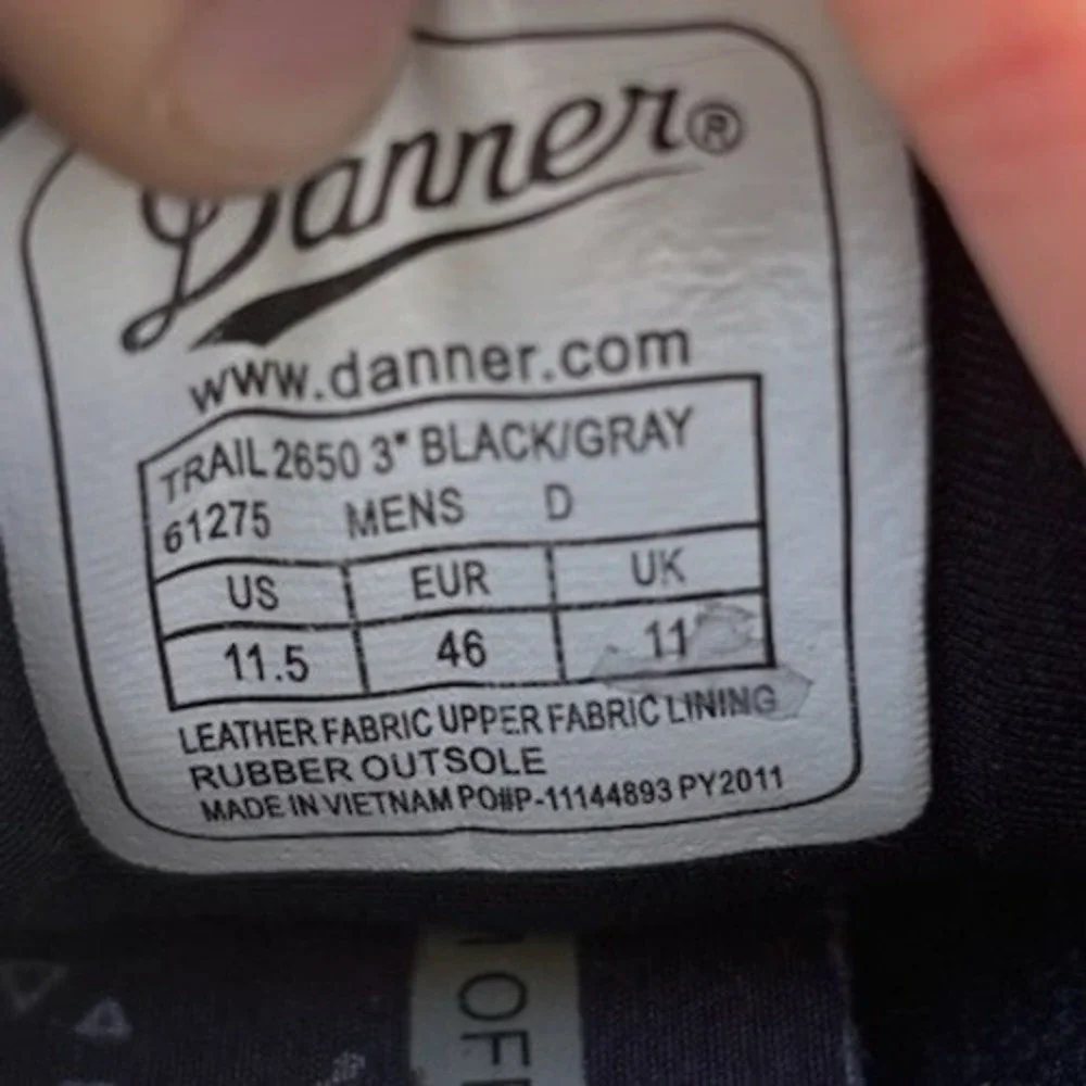 Danner Trail 2650 Men's Size 11.5 Black Shadow Hiking Shoes Outdoor Sneakers